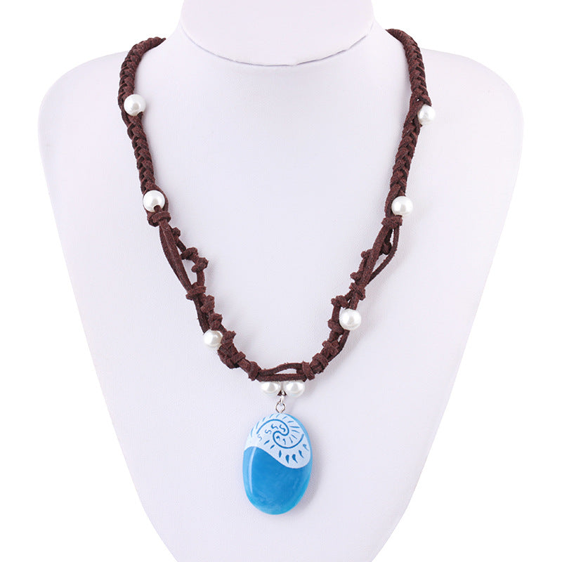 Collar colgante luminoso tejido a mano de perlas de aleación al por mayor